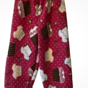 Girls cupcake fleece lounge pants size 5 elastic waist pull on hot pink NEW